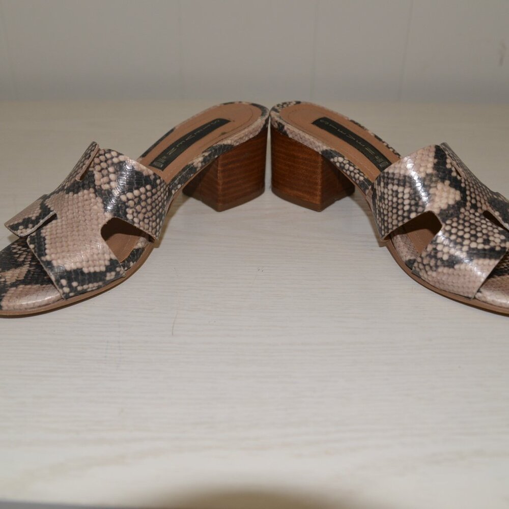 Steve X Steve Madden Foreva Snake Skin Block Heel Slip-on Sandal Size 7.5